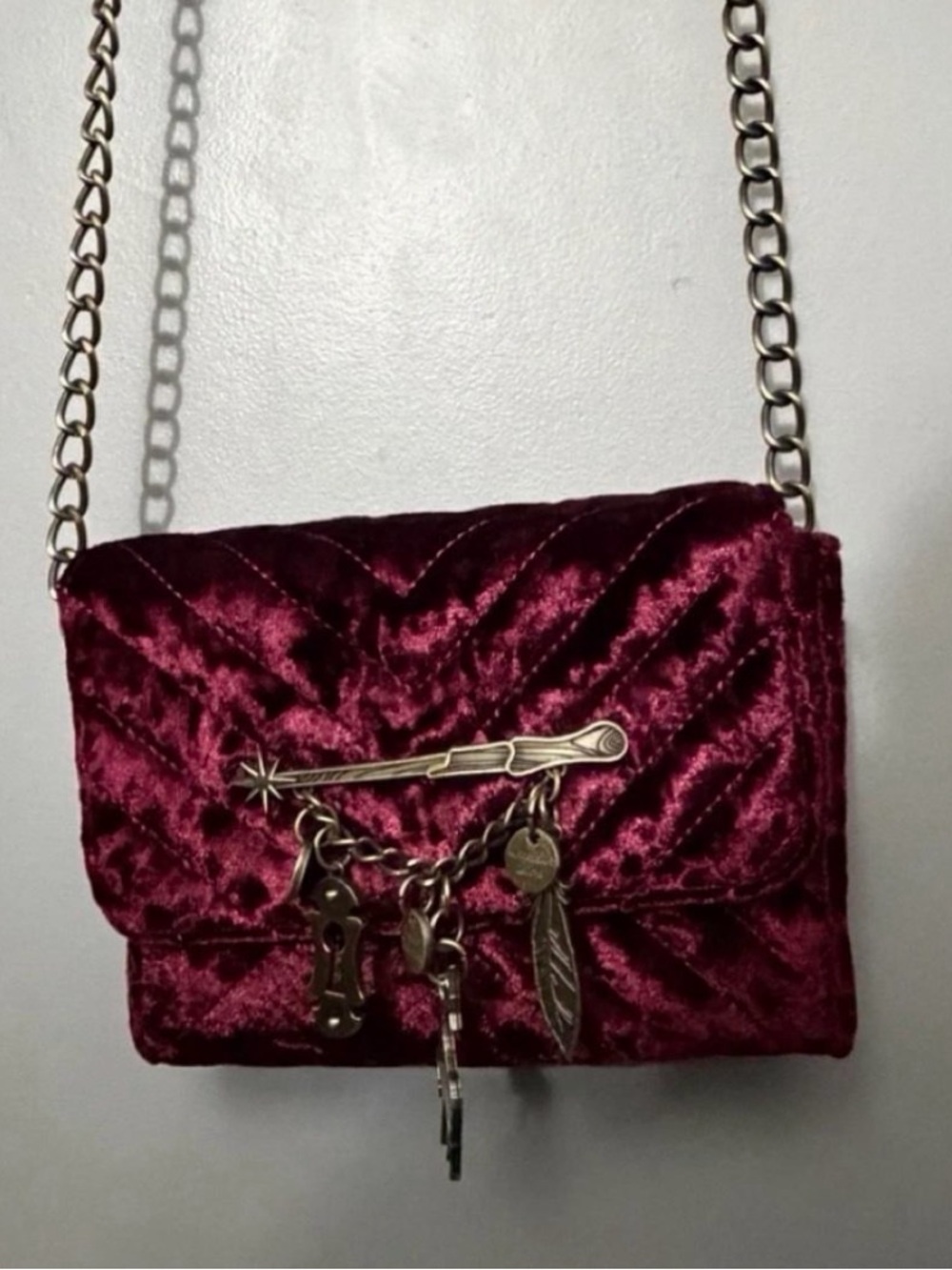 Harry Potter Velvet Burgundy Chain Crossbody Charms Bag